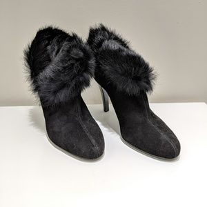 New Talbots Suede ankle cuff boots with Rabbit fur